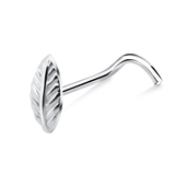 Leaf Shaped Silver Curved Nose Stud NSKB-615